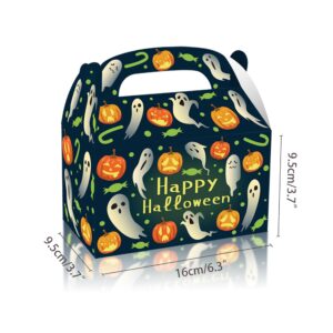 12 Pcs Halloween Party Goodies Boxes Dessert Treat favors Gable Decorations, Pumpkin Candy Bags with Handle, Happy Meal Paper Box for Keeping Candy Popcorn, Toys Birthday Kraft yellow small (12)