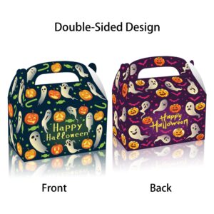 12 Pcs Halloween Party Goodies Boxes Dessert Treat favors Gable Decorations, Pumpkin Candy Bags with Handle, Happy Meal Paper Box for Keeping Candy Popcorn, Toys Birthday Kraft yellow small (12)