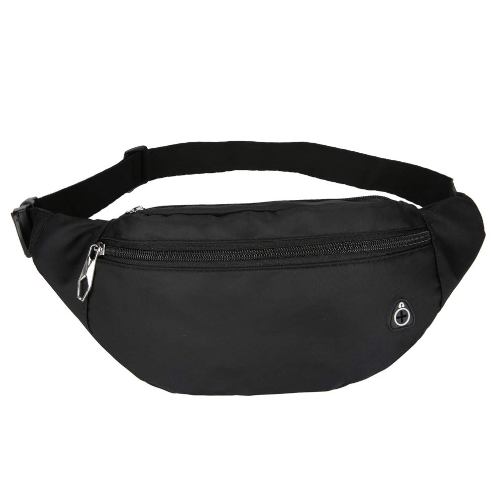 DAITET Fanny Pack Waist Pack Bag for Men, Women, Kids, Waist Bag Adjustable Belt, Waterproof Travel Bag, Running Bag (Glossy black)