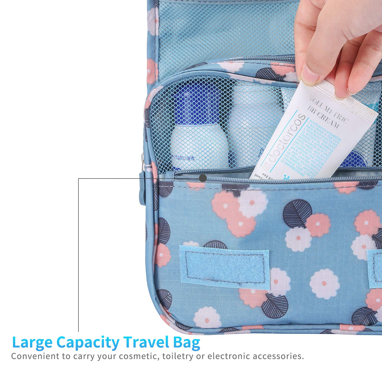 Sampees Portable Hanging Toiletry Bag Travel Makeup Pouch Waterproof Organizer Multifunction Cosmetic Bag for Women Girl