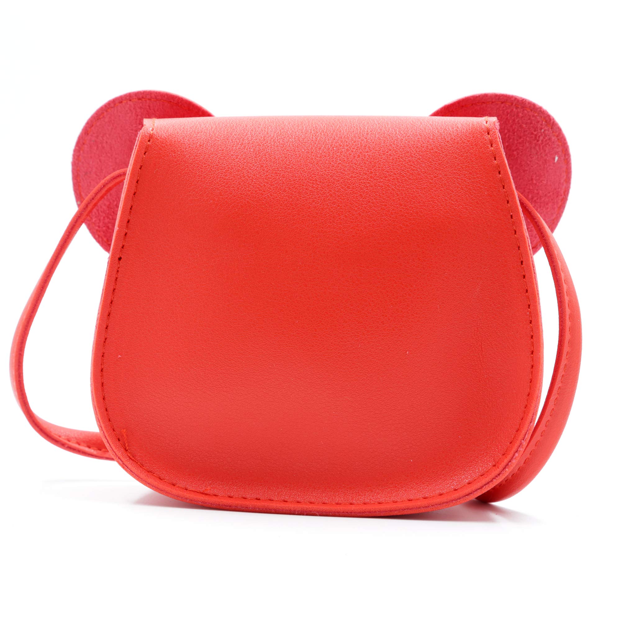 HXQ Little Mouse Ear Bow Crossbody Purse,PU Shoulder Handbag for Kids Girls Toddlers(Red)