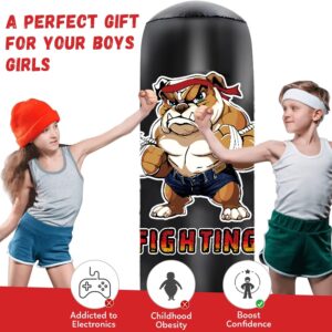 Punching Bag for Kids Teen and Adult - 61" Extra Large Inflatable Boxing Bag with Stand - Karate Toys Gifts for Birthday Christmas Stocking Stuffers for Boys Aged 4 5 6 7 8 9 10 12+