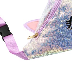 Waist Bag Glitter Sequin Girls Fanny Pack Adjustable Belt Cute Cat Sport Travel Bum Purse for Kids Teens