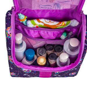 Remobia Hicol Cute Cartoon Hanging Kids Toiletry Bag Children Travel Cosmetic Makeup Organizer Wash Bag Shower bag Over Night Bag Camping Shaving Kit Bag for Boys & Girls(Unicorn)