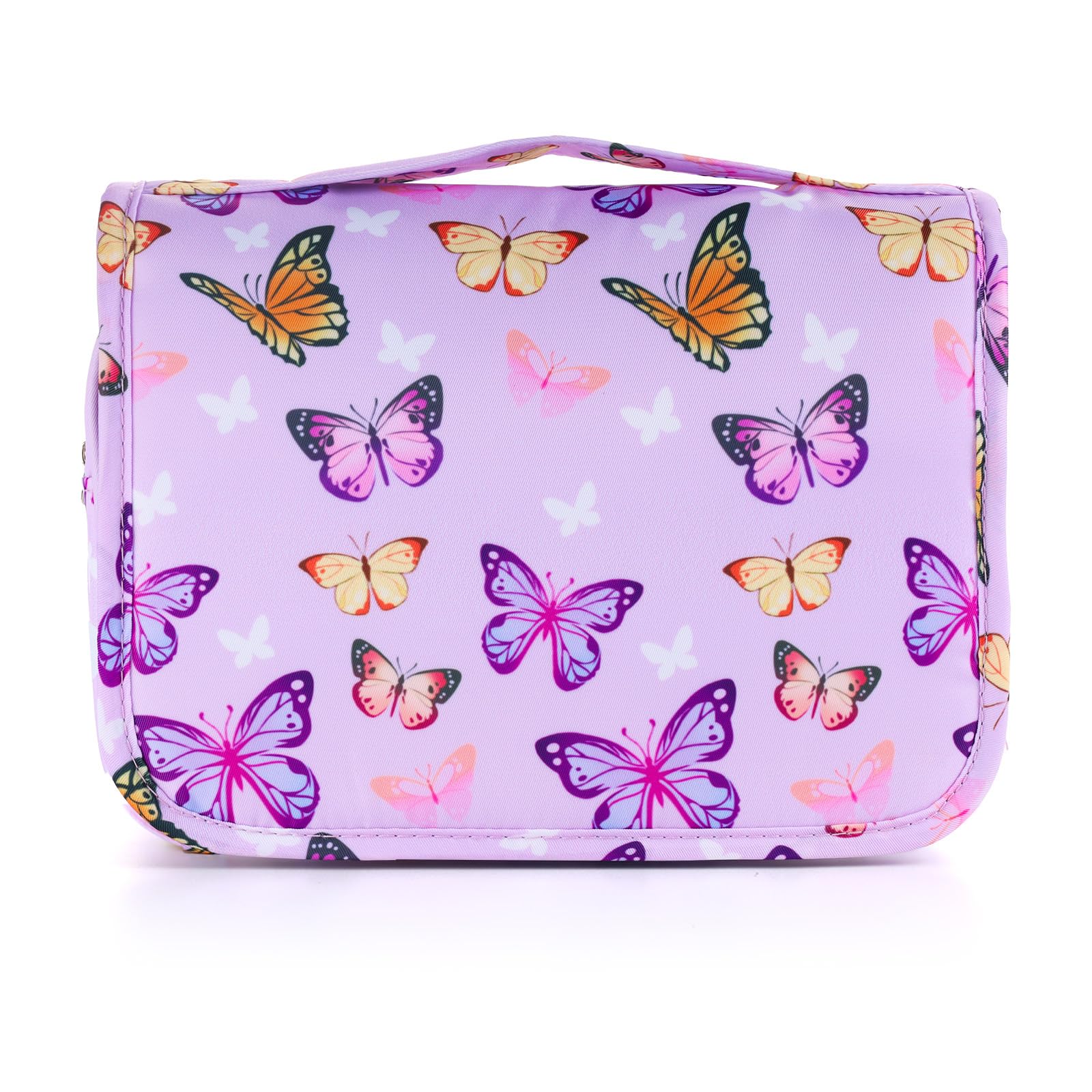 Vipdeal Kids Hanging Toiletry Bag for Girls, Travel Toiletry Bag for Little Young Girls Cosmetic Makeup Waterproof Wash Bag Toddler Traveling Toiletries, Butterfly Purple