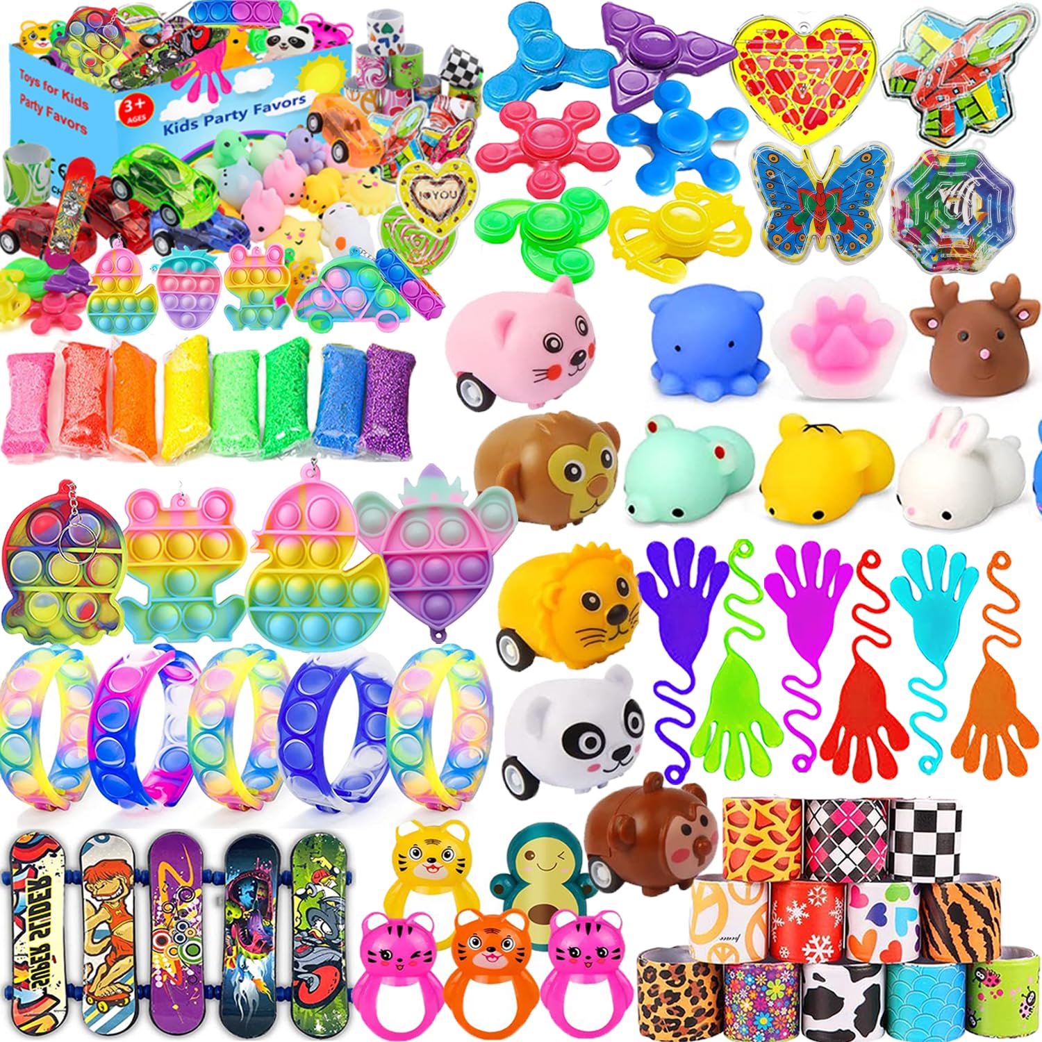 60 Pcs Party Favors for Kids, Pop Fidget Toys, Treasure Box Toys, Classroom Prizes, Pinata Filler, Goodie Bag Stuffers, Treasure Chest, Prize Box Toys for Boys Girls