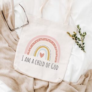 WCGXKO Religious Gift Goddaughter Gifts I am a Child of God First Communion Gifts Baptism Gifts for Godchild (I am a Child of God tote)