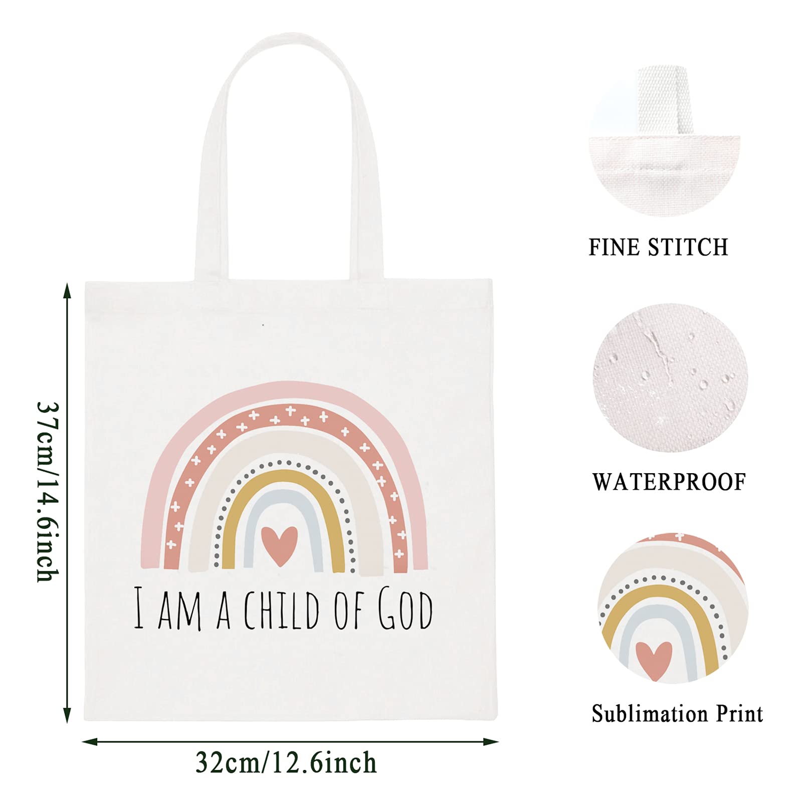 WCGXKO Religious Gift Goddaughter Gifts I am a Child of God First Communion Gifts Baptism Gifts for Godchild (I am a Child of God tote)