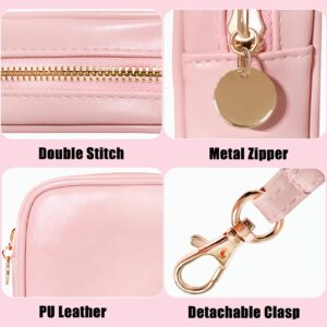 EXQUILEG Small Makeup Bag for Purse - Cosmetic Bag Travel Pouch, Mini Makeup Zipper Pouches, Cute Make up Bags Organizer for Women and Girls (Pink)