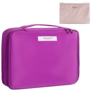 queboom travel makeup bag cosmetic bag makeup bag toiletry bag for women and men (deep purple)
