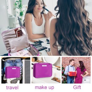 Queboom Travel Makeup Bag Cosmetic Bag Makeup Bag Toiletry bag for women and men (Deep purple)