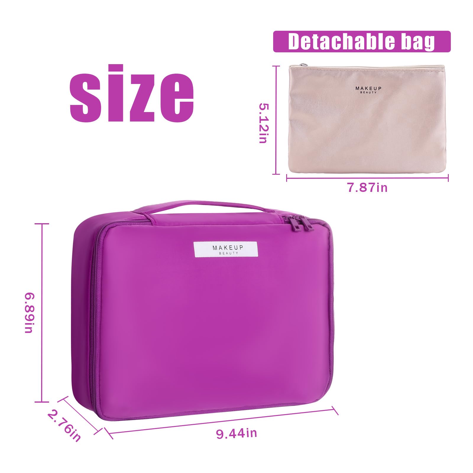 Queboom Travel Makeup Bag Cosmetic Bag Makeup Bag Toiletry bag for women and men (Deep purple)