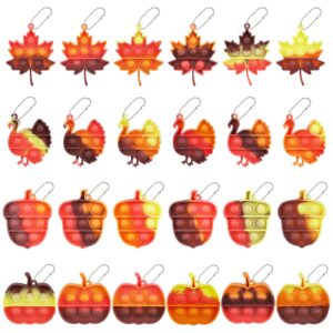 fall party favors thanksgiving toys, 24 pcs mini pop fidget keychain for kids pumpkin turkey sensory toys fall festival pinata goodie bag stuffers treats classroom prizes gifts for boys girls toddler