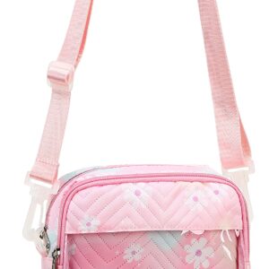 CAMTOP Crossbody Purse Small Messenger Bag with Clear Pocket for Teen Girls Kids(Daisy Pink)