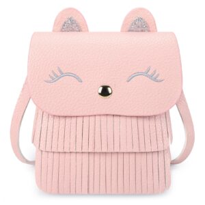 mibasies kids purse gifts for little girls toddler cat tassel crossbody bag shoulder bag