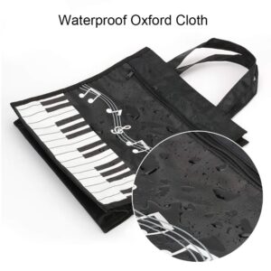 Rinastore Piano Keys Music Waterproof Oxford Cloth Handbag Tote Shopping Book Bag Gift for Kids & Students(Black)