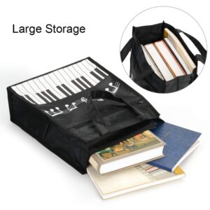 Rinastore Piano Keys Music Waterproof Oxford Cloth Handbag Tote Shopping Book Bag Gift for Kids & Students(Black)