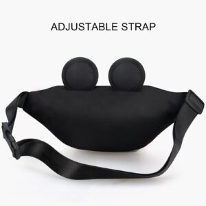 Cute Fanny Pack for Girls Kids Travel Waist Pack Bowknot Polka Dot Mini Mouse Fanny Packs Teen Girls Cartoon Belt Bag Hiking Bum Bags Outdoor Waist Bag with Mouse Ears