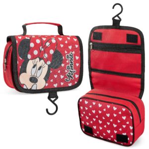 disney stitch hanging toiletry bags for women teenagers girls minnie mouse cosmetic bag travel accessories stitch gifts (red minnie)