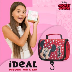 Disney Stitch Hanging Toiletry Bags for Women Teenagers Girls Minnie Mouse Cosmetic Bag Travel Accessories Stitch Gifts (Red Minnie)