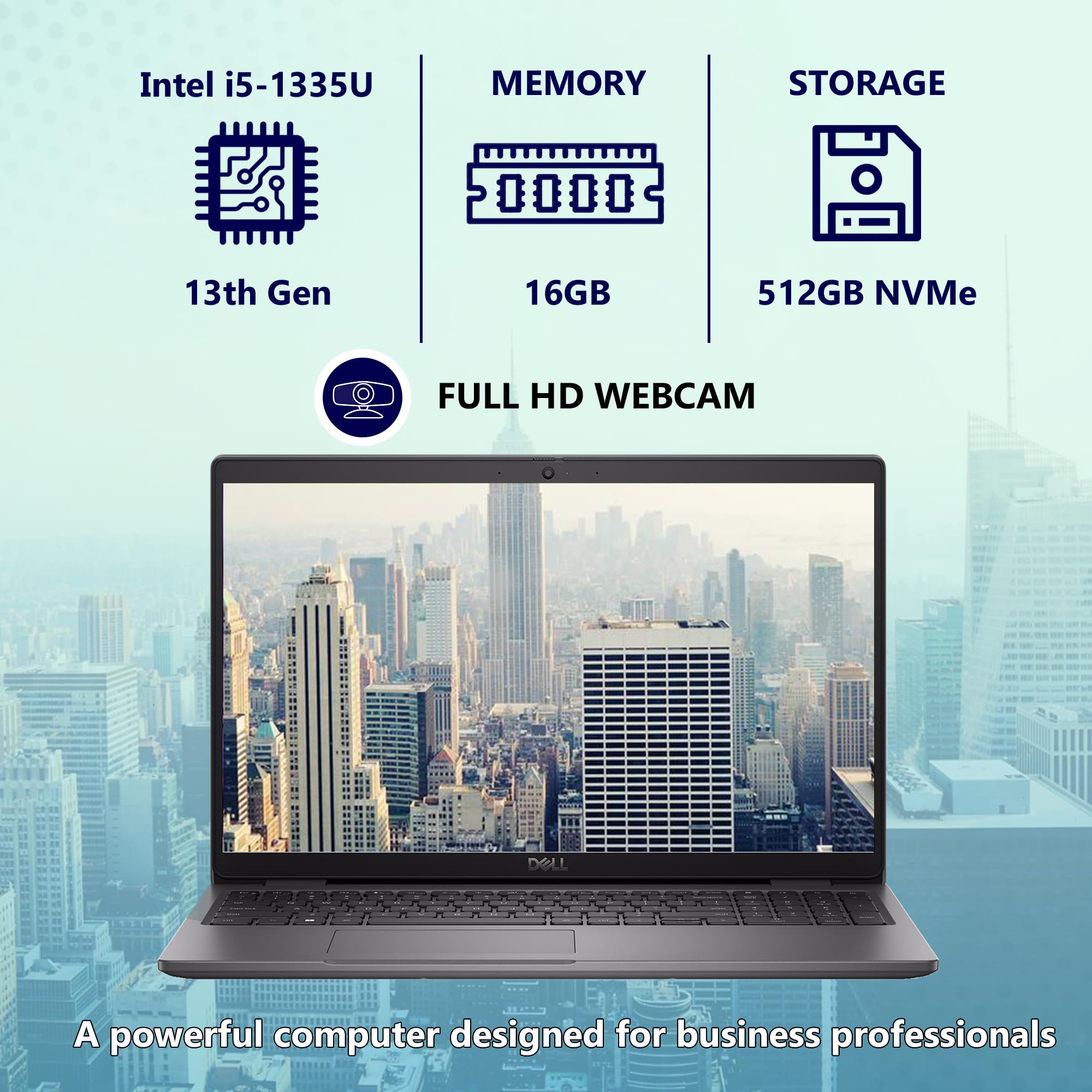 Oemgenuine OEM Dell Latitude 3540 Notebook 15.6” FHD, Intel 10 Core i5-1335U (Beats i7-1270P), 16GB RAM, 512GB NVMe, WiFi 6, BT, Backlit KB, HD Webcam, RJ-45, W11P, Business Laptop