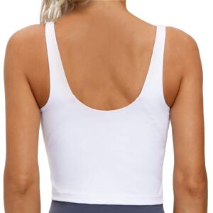 Women’s Longline Sports Bra Wirefree Padded Medium Support Yoga Bras Gym Running Workout Tank Tops (White, X-Large)