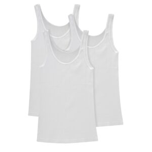 Hanes Women's Originals Knit Cotton Pack, Soft Ribbed Tank Tops, 3-Pack, White, White, White