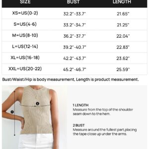 ZESICA Womens Ribbed Tank Tops 2024 Summer Sleeveless High Neck Casual Slim Fitted Basic Knit Shirts,Sand,Small