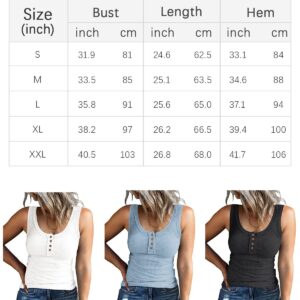 Kissfix Womens Tops Cute Sleeveless Ribbed Juniors Summer Basic Cami Knit Y2K Tank Top Henley Button Down Trendy Blouses