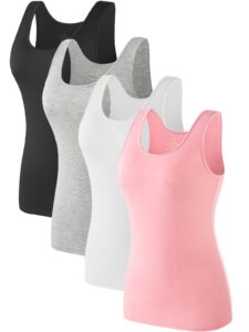 air curvey 4 pcs tank tops for women sleeveless top basic layering tanks undershirt black grey white pink s