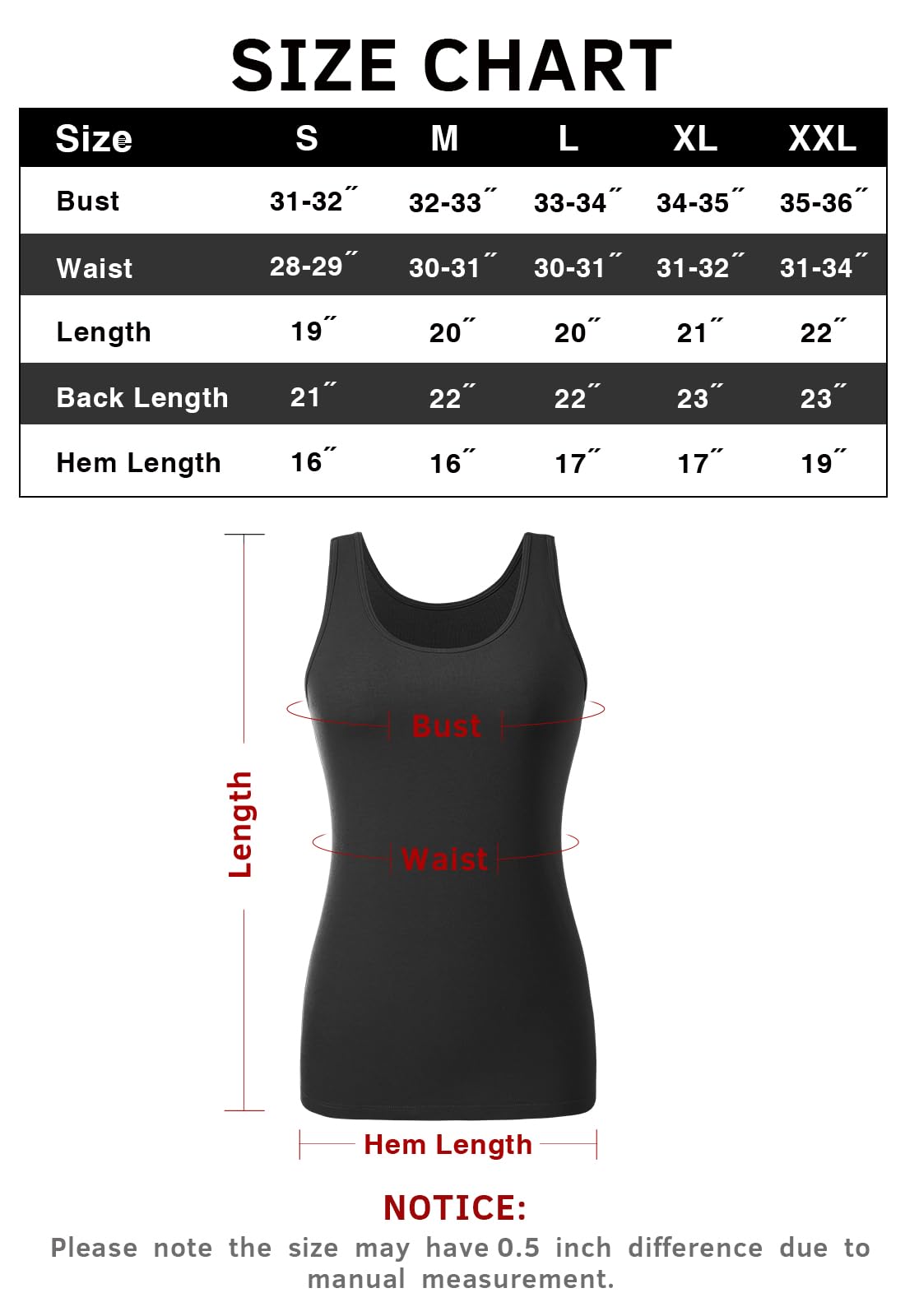 Air Curvey 4 Pcs Tank Tops for Women Sleeveless Top Basic Layering Tanks Undershirt Black Grey White Pink S