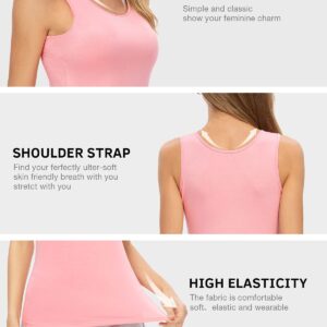 Air Curvey 4 Pcs Tank Tops for Women Sleeveless Top Basic Layering Tanks Undershirt Black Grey White Pink S