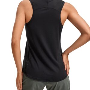 CRZ YOGA Lightweight Tank Top for Women Racerback Sleeveless Workout Tops High Neck Athletic Running Shirts Black Large