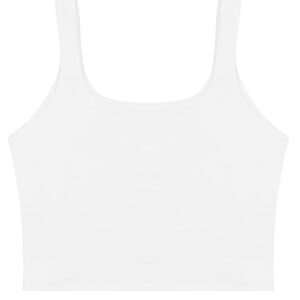 REORIA Women's Summer Sexy Basic Sleeveless Square Neck Fitted Seamless Yoga Cropped Tank Cute Crop Tops White Medium