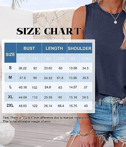 KKJ 2 Pack Womens Tank Tops Crew Neck Sleeveless Summer Cute Tops Loose Fit Basic Workout Casual Shirts 2024 Fashion Clothes