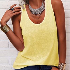 Dellytop Women Summer Scoop Neck Tank Tops Sleeveless Loose Fit Shirts Yellow