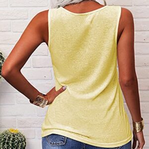 Dellytop Women Summer Scoop Neck Tank Tops Sleeveless Loose Fit Shirts Yellow