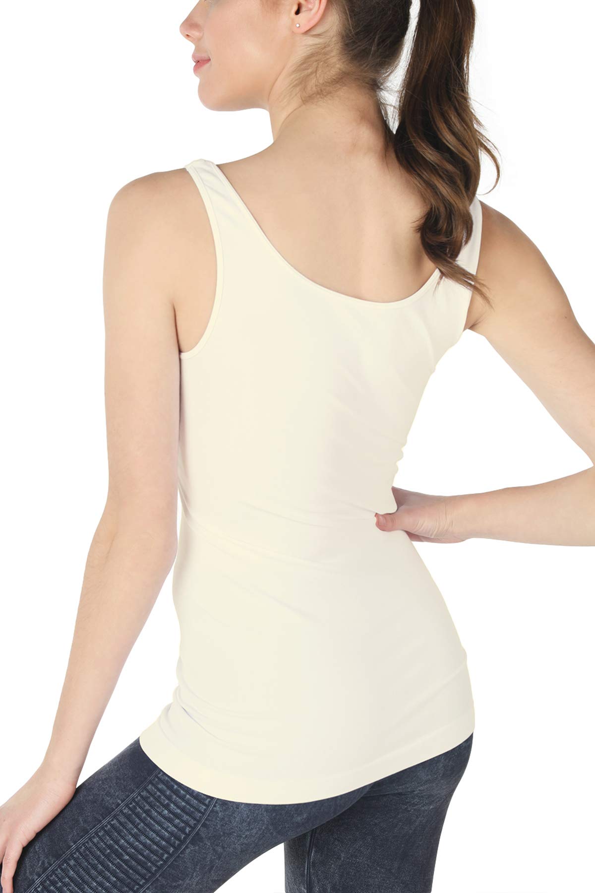 NIKIBIKI Women Seamless Premium Classic Tank Top, Made in U.S.A, One Size (Ivory)