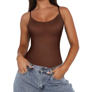 FeelinGirl Women's Compression Tank Top Seamless Body Shaper Camisole Shapewear Tank Tops for Women Brown L