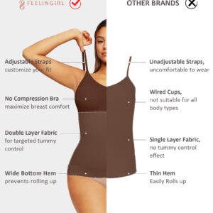 FeelinGirl Women's Compression Tank Top Seamless Body Shaper Camisole Shapewear Tank Tops for Women Brown L