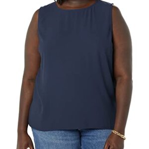 Amazon Essentials Women's Regular-Fit Sleeveless Layering Tank Top Crew Neck, Navy, Large