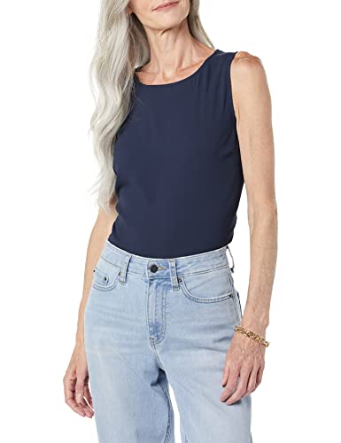 Amazon Essentials Women's Regular-Fit Sleeveless Layering Tank Top Crew Neck, Navy, Large