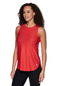 rbx women's mesh tank top breathable keyhole running tank jacquard mesh dark coral m