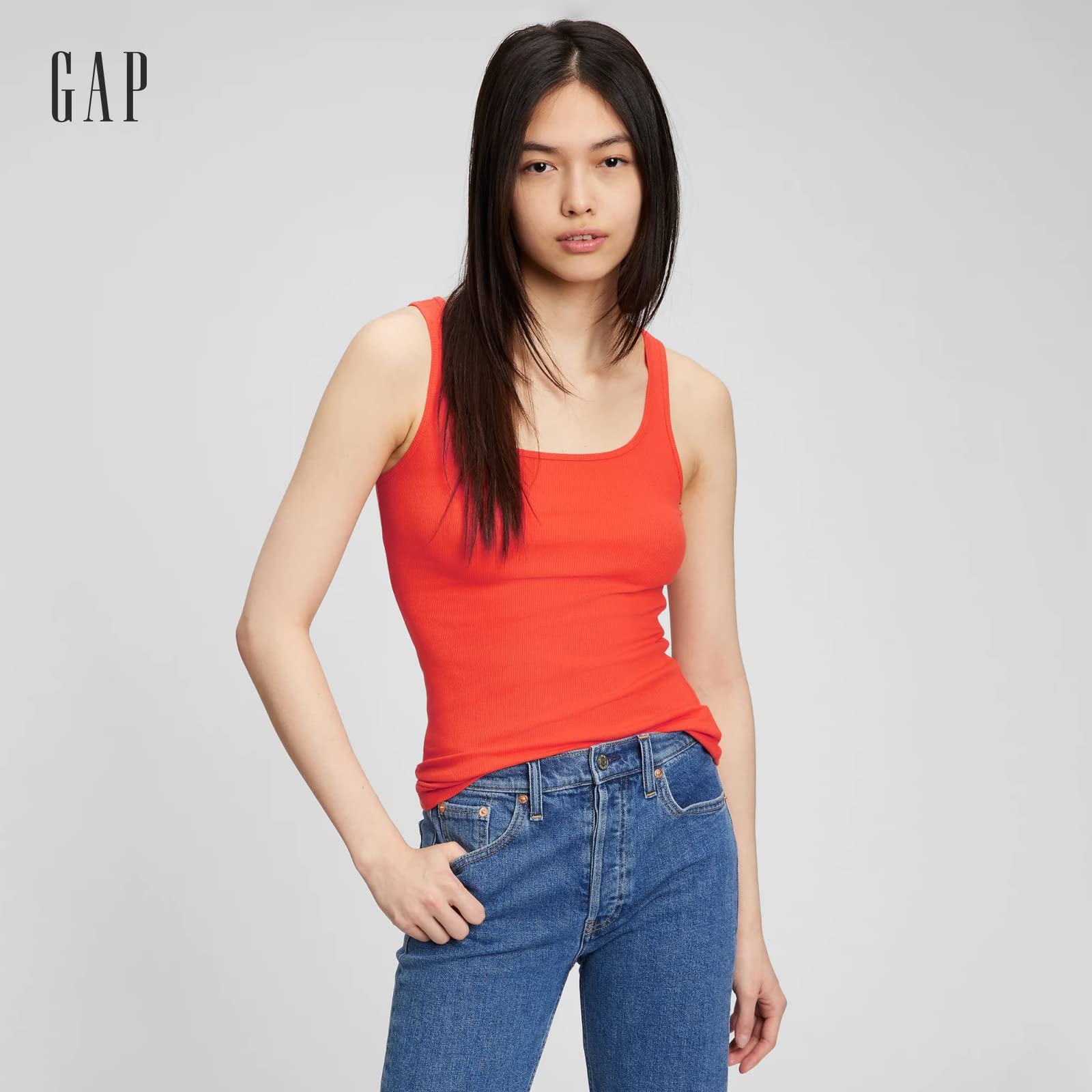 GAP womens Ribbed Tank Top Shirt, Phosphorus, X-Small US