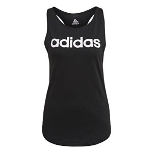 adidas womens Essentials Loose Logo Tank Top Shirt, Black/White, Small US