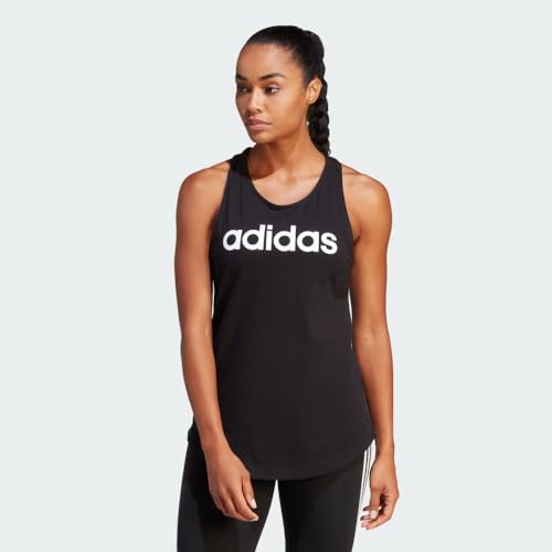 adidas womens Essentials Loose Logo Tank Top Shirt, Black/White, Small US