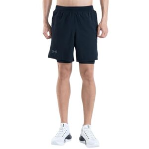 under armour men's launch run 7-inch 2-in-1 shorts , black (001)/reflective , x-large