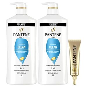 pantene classic clean 2-in-1 shampoo and conditioner set with hair treatment, pro-v nutrients for dry, color-treated hair, long-lasting nourishment & hydration antioxidant-rich,27.7 fl oz each, 2 pack