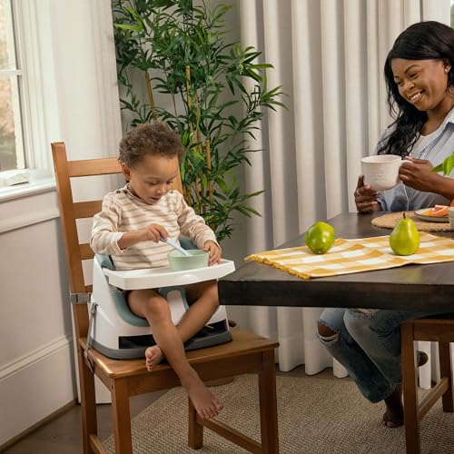 Ingenuity Baby Base 2-in-1 Booster Feeding and Floor Seat with Self-Storing Tray - Mist