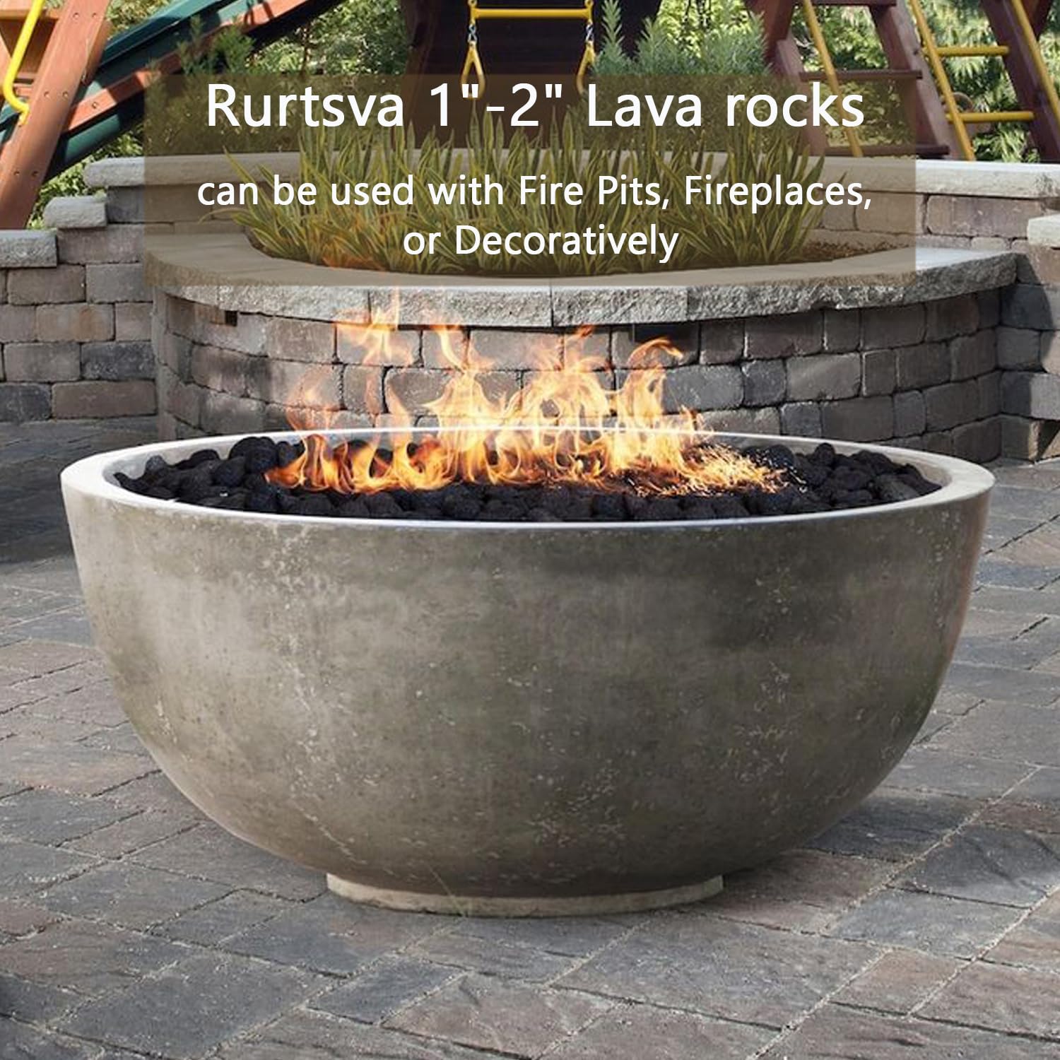 Medium Lava Rock 5LBS, 0.8" - 1.2" Natural Volcanic Stones Use in Fireplace, Fire Pit or Bowl Rocks for Indoor Outdoor Natural Gas Propane Fires and Decorative Landscaping